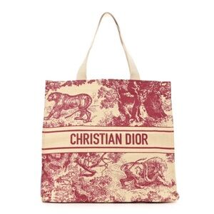 Christian Dior Red and Cream Tote Bag